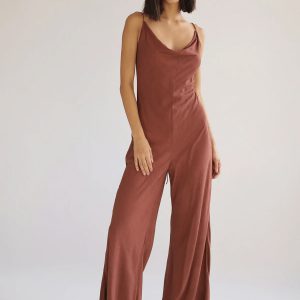 Aya Bias Maxi Jumpsuit – Red Ochre